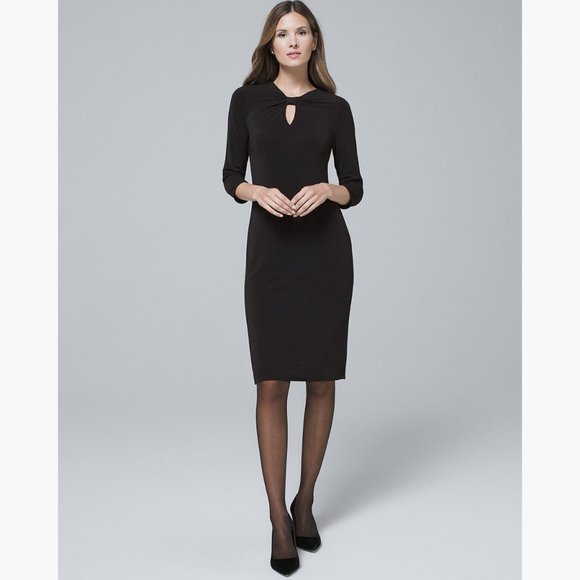 WHBM Reversible Floral/Solid Knit Sheath Dress S - Picture 10 of 11